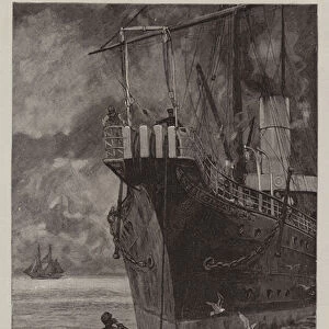 Submarine Telegraphy, the "Electra"grappling a Cable (engraving)