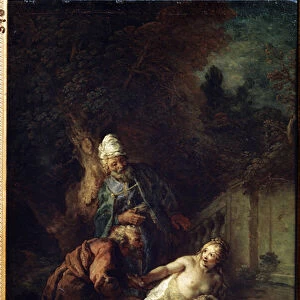 Suzanne et les vieillards (Susanna and the Elders). Peinture de Charles de La Fosse (1636-1716), apres 1700. Huile sur toile. Art Baroque. Musee des Beaux Arts, Pouchkine, Moscou