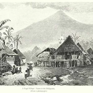 A Tagal Village, Luzon in the Philippines (engraving)