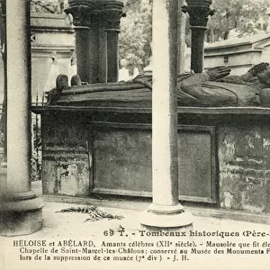 Tomb of Heloise and Peter Abelard, Pere-Lachaise Cemetery, Paris (b / w photo)