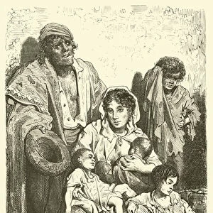 Une familie de mendiants a Jaen (engraving)