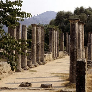 View of the sanctuary of Olympia (776 BC) where the Olympic Games were held in ancient
