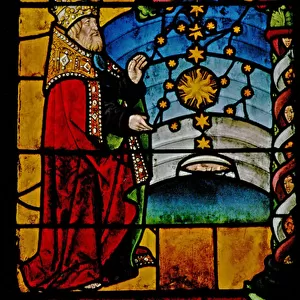 Window w1 depicting the Creation of the sun and moon and stars (stained glass)