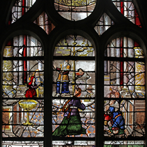 Window w26 depicting Anne and Joachims Offering (stained glass)