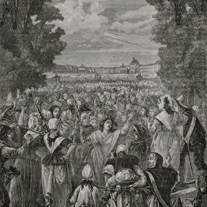 The Women march on Versailles, 5th-6th October 1789, engraved by Pannemaker-Ligny