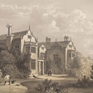 Wroxhall Abbey, Warwickshire (coloured engraving)