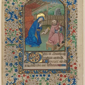 Leaf Book Hours Nativity recto 1430 Northeastern France