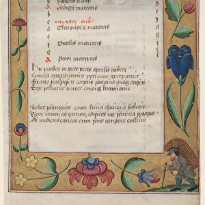 Leaf Psalter Prayerbook Calendar Page Peasant
