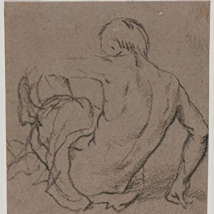 Man Seated Ground recto Sketch verso 1500s Italy