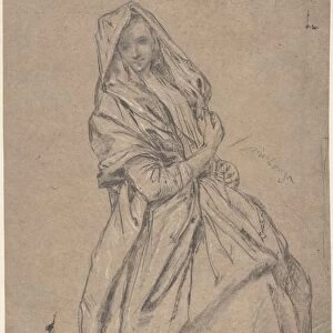 Study Seated Woman 1702-85 Black chalk stumped