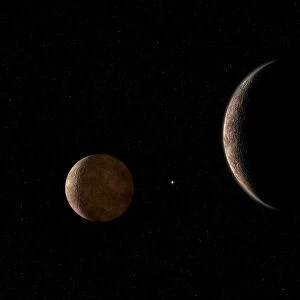 Artists concept of Pluto and its moon Charon