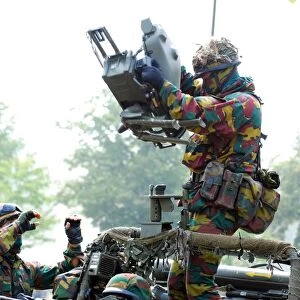 Belgian soldiers setting up the Milan guided anti-tank missile system