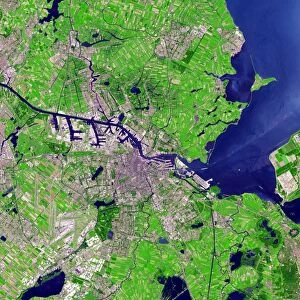 Satellite view of Amsterdam, Netherlands