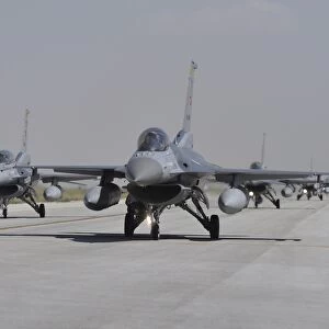 Turkish Air Force F-16C / D aircraft taxiing on the runway