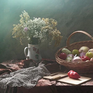 Still life with vegetable basket