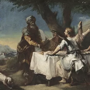 Abraham Welcoming the Three Angels, 1750s. Creator: Francesco Guardi (Italian, 1712-1793)