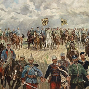 The allied monarchs with their commanders in the 1st World War, 1914-1918. Artist: Koch (1866-1934)