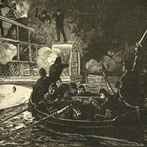 British forces capturing the Canadian rebel ship Caroline on the Niagara River, 1837 (c1890)
