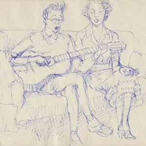 Couple with a guitar, c1950. Creator: Shirley Markham