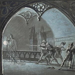 The Ghost of the King Appearing to Hamlet, Horatio and Guards... 19th century