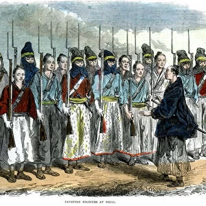 Japanese soldiers at drill, 1864