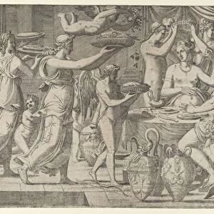 Mars and Venus Being Served at Table by Cupid, 1540-56. Creator: Leon Davent