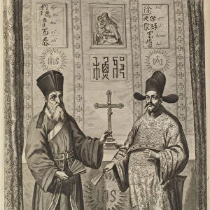 Matteo Ricci and Xu Guangqi. (From Athanasius Kirchers China Illustrata), 1667. Artist: Kircher, Athanasius (1602-1680)