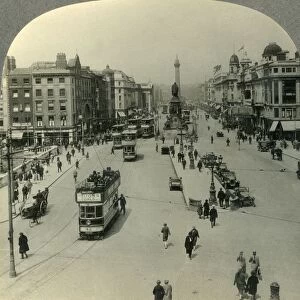 The O Connell Monument and the Nelson Pillar, O Connell Street, Dublin, Ireland, c1930s