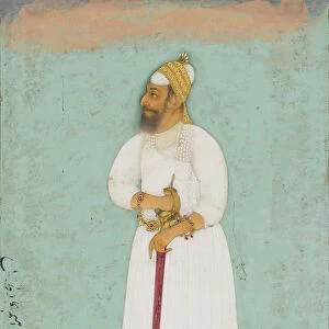 Portrait of Ibrahim Adil Shah II of Bijapur, Folio from the Shah Jahan Album, verso: ca