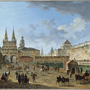 View of the Resurrection Gate on Red Square, Moscow, Russia, c1801. Artist: Fyodor Yakovlevich Alexeev