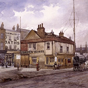 Vine Tavern, Mile End Road, Stepney, London, (c1883?) Artist: John Crowther
