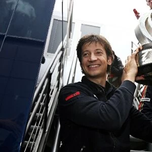 Formula One World Championship: Massimo Rivola Scuderia Toro Rosso Team Manager celebrates the first win for Sebastian Vettel Scuderia Toro Rosso