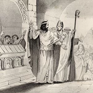 Clovis Ii 635 To 657 Selling Silver And Gold From The Shrine To Feed The Poor From Histoire De France By Colart Published Circa 1840