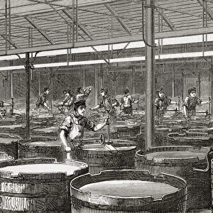 The Glenfield Starch Works, Paisley, Scotland, partial view of the bleaching department. The starch, manufactured by William Wotherspoon, made entirely from sago flour was used in the royal laundry. From A Concise History of The International Exhibition of 1862, published 1862