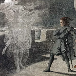 Hamlet Sees The Ghost Of His Father In Hamlet, Act I, Scene Iv By William Shakespeare. By Heaven! I ll Make A Ghost Of Him That Lets Me. Drawn And Etched By Robert Dudley. From The Illustrated Library Shakspeare, Published London 1890