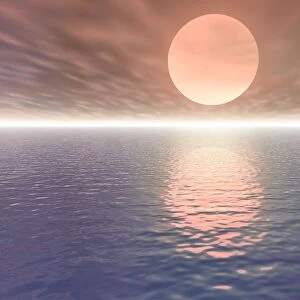 Illustrated Sun Over A Seascape