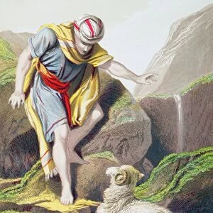 The Parable Of The Lost Sheep. From The Holy Bible Published By William Collins, Sons, & Company In 1869. Chromolithograph By J. M. Kronheim & Co