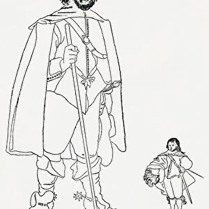 Walter Parsons, Aka The Staffordshire Giant, 7 Feet 6 Inches, Left, Alive During The Reign Of King James I And A Bodyguard To The King, With Sir Jeffrey Hudson, Right, 1619