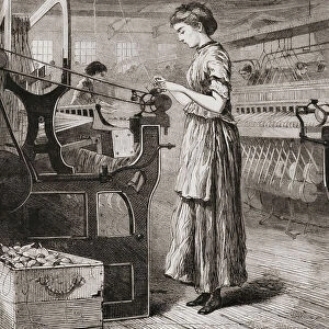 Woman Girl Working Work Loom Weaving Factory