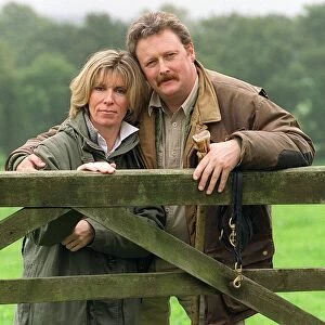 Charlie Lawson Actor with wife Ellie Lawson September 1999 at home near Alderley
