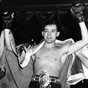 Howard Winstone December 1963 Boxer celebrates after winning 2nd Lonsdale belt after