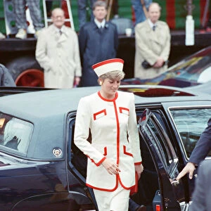 HRH The Princess of Wales, Princess Diana, arrives for a church service at St