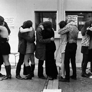 Kissing couples from Woolwich Polytechnic London in 1970 staged a Kiss-in during