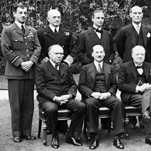 Members of the War Cabinet and the Defence Committee in the garden of 10 Downing Street