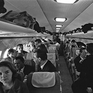 Passengers boarding the first of the British United Airlines proving flights for their