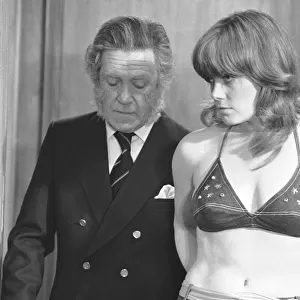 Peter Butterworth and Wendy Richard seen here on the set of Carry on Girls at Pinewood