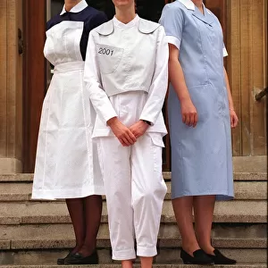 A photcall for nurses uniform at the roof garden at the Royal Marsden NHS trust on Fulham