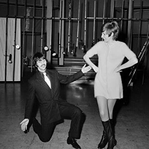 Ringo Starr and Cilla Black rehearsing at BBC TV Theatre, Shepherds Bush Green