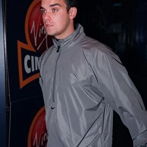 Robbie Williams Singer August 98 Arriving for the premiere of Lock Stock And Two