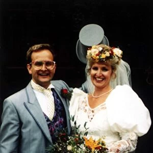 Timmy Mallett TV Presenter at his wedding to Lynda Bingham